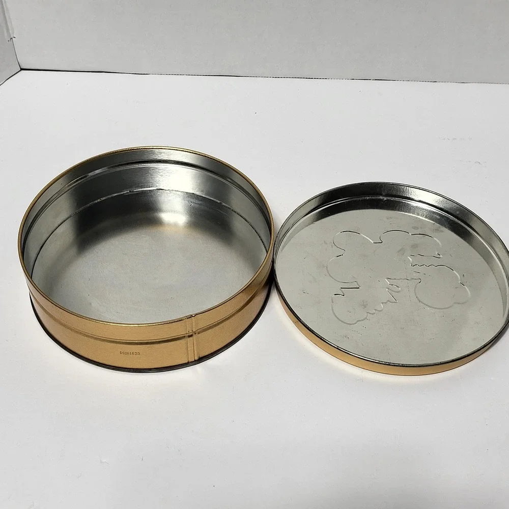 Gold Metal My Favorite Things Round Storage Tin Embossed Keepsake Box 7.25 Inch*